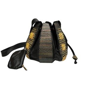 ST. MAARTEN Dallas 90s/Y2K Black/Multi Color Snake Embossed Leather Bucket Bag